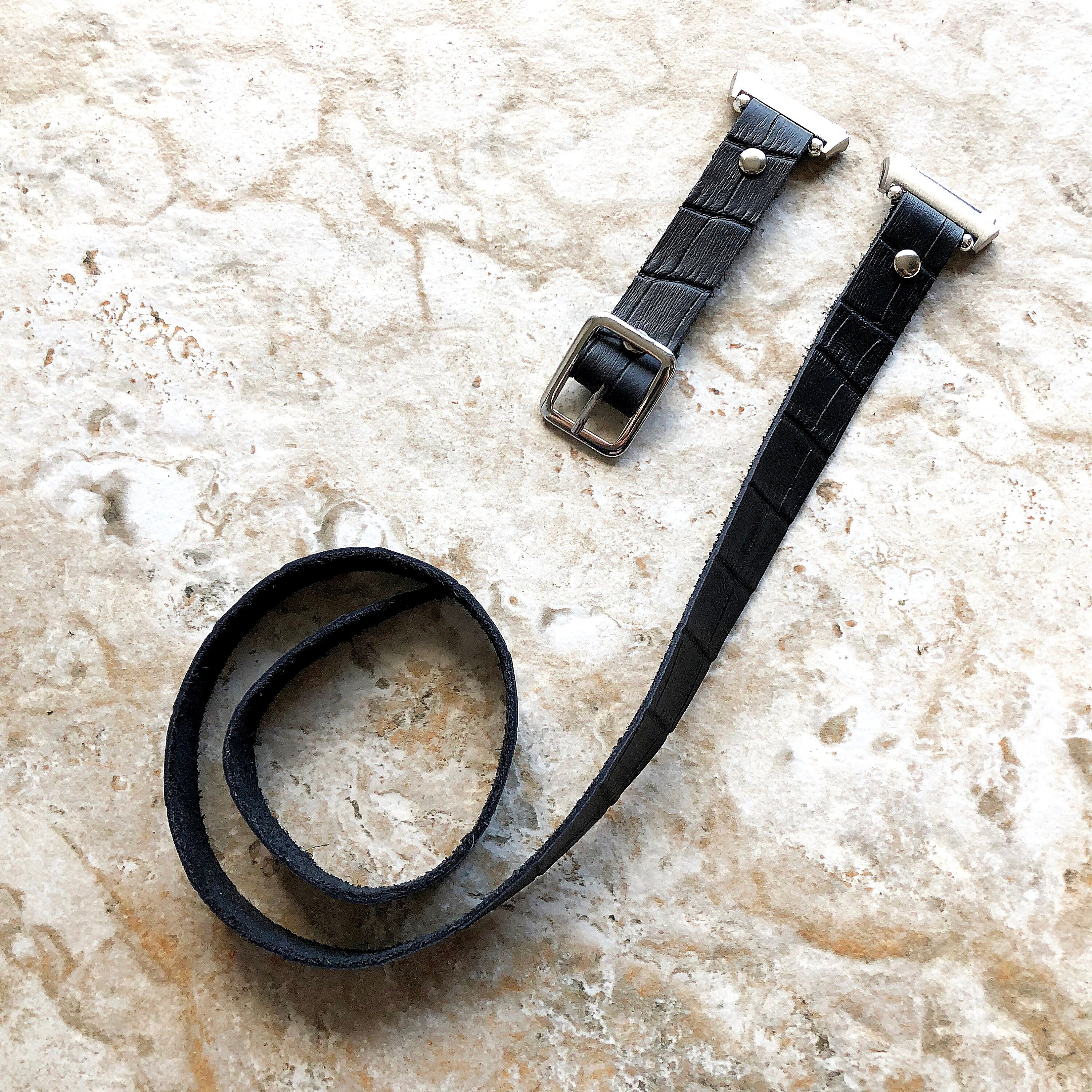 Black Fitbit Versa 2 3 4 Sense 2 Band Crocodile Alligator Pattern Leather Bracelet Triple Wrap Around Wrist Straps Silver Rose Gold Black